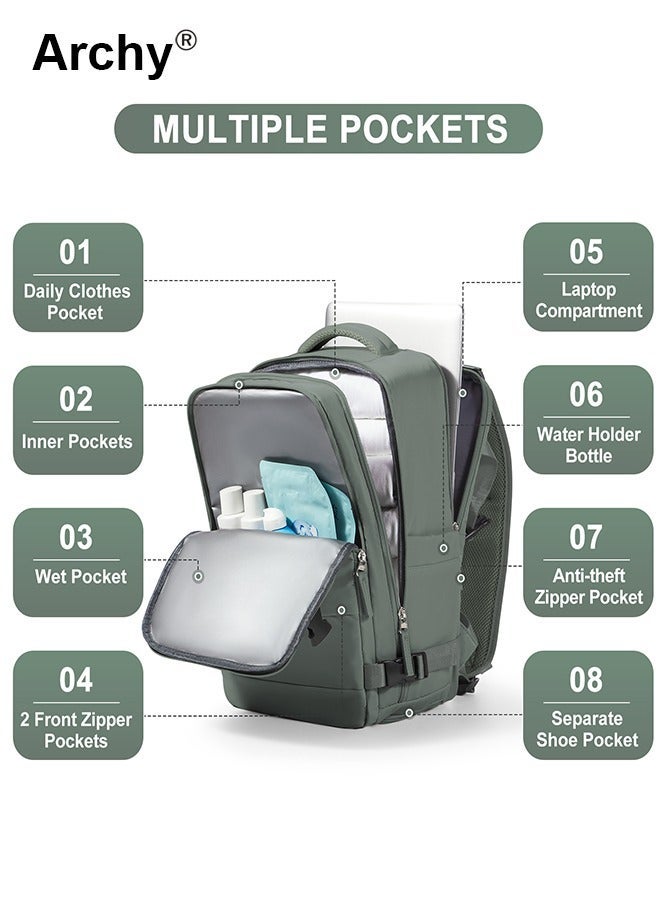 Archy Travel Backpack Carry-On with USB Charging Port Men Women 15.6-Inch Laptop Backpack - Image 3