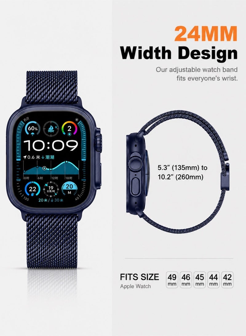 Saudi Select Titanium Milanese Loop Compatible with Apple Watch Bands 49mm 46mm 45mm 44mm for Men Women, Mesh Loop with Parachute-style Buckle for iWatch Ultra 2/Ultra Series 10 9 8 7 SE 2/SE 6 5 4 - Image 4