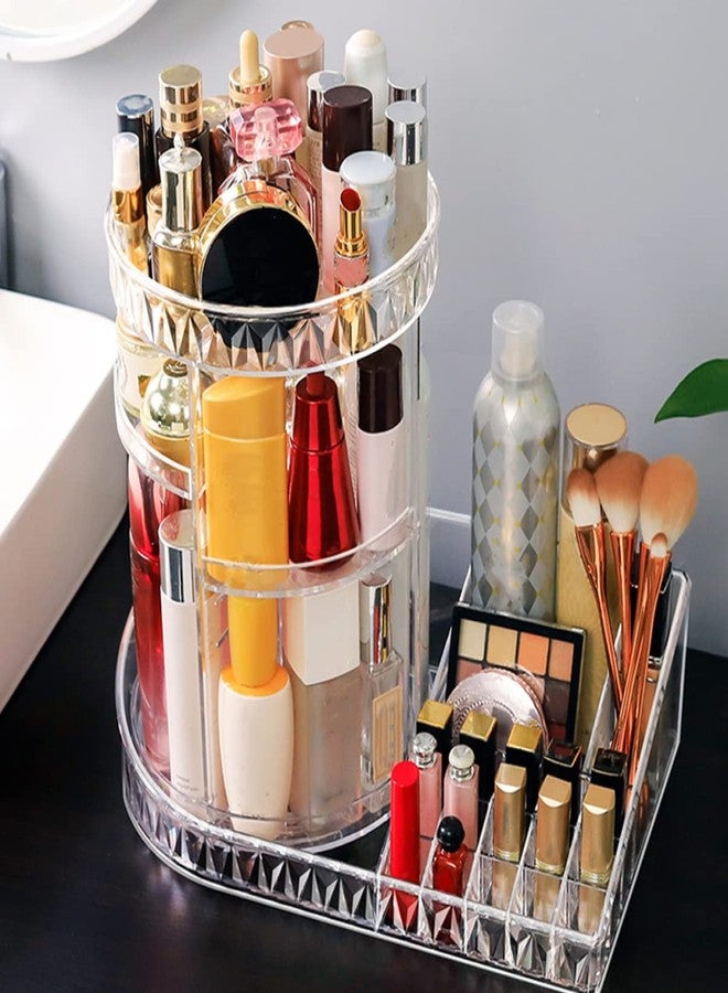 Delavala Makeup Organizer Station Nail Bar, 360° Rotating Adjustable Carousel with Tray for Cosmetics, Skincare, etc — Great for Vanity, Bathroom, Bedroom (Adjustable Carousel Station - Clear) - Image 2