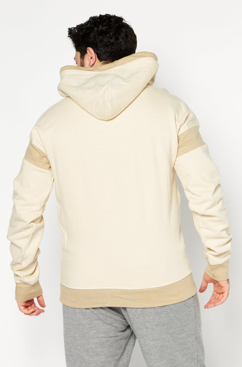 Sovereign Code Men Hooded Long Sleeve Micro Stripes Sweatshirt, Pale Olive - Image 4