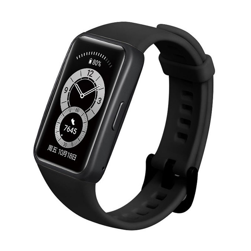 erorex For Huawei Band 6 Silicone Watch Band(Black) - Image 1