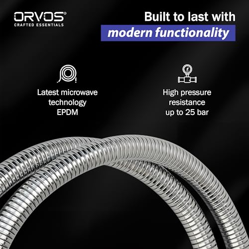 Orvos Shower hose pull out, Stainless steel outer hose, with nylon braided inner tube, 1.5 meter, for hand showers and health faucets in high end luxury bathrooms - Image 4