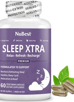 NuBest Sleep Xtra - Supports Healthy Sleep for Adults - Vitamin B6, Melatonin, Ashwagandha, Chamomile, Valerian & More - Non Habit-Forming - 60 Vegan Capsules | 1 Month Supply  - Image 1