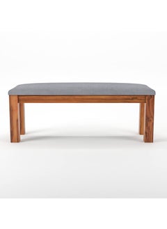 NISHA FURNITURE NISHA FURNITURE Solid Sheesham Wood Bench with Grey Upholstery for Living Room Home Balcony and Outdoor Bench for Sitting Dining Bench in Honey Finish  - Image 4