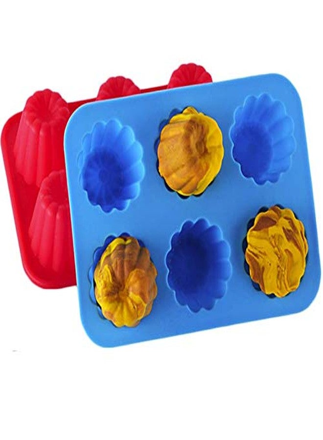 لاسوم قوالب كيك من السيليكون الآمن غذائيًا من لاسوم، قطعتان، 6 تجاويف، مصنوعة يدويًا للكيك والشوكولاتة والجيلي والبودينغ والحلويات - Image 1