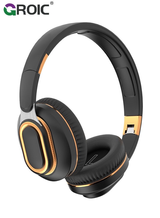 GROIC Portable Wireless Headphones, Foldable Lightweight Over-Ear Headphones, Ergonomically Designed Bluetooth Headphones, Soft and Comfortable for Office, School, Travel, Sports  - Image 1