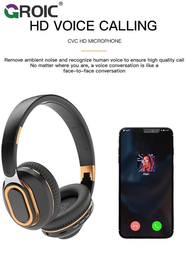 GROIC Portable Wireless Headphones, Foldable Lightweight Over-Ear Headphones, Ergonomically Designed Bluetooth Headphones, Soft and Comfortable for Office, School, Travel, Sports  - Image 5