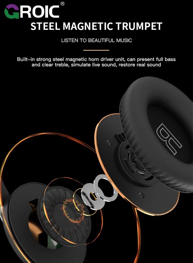 GROIC Portable Wireless Headphones, Foldable Lightweight Over-Ear Headphones, Ergonomically Designed Bluetooth Headphones, Soft and Comfortable for Office, School, Travel, Sports  - Image 4