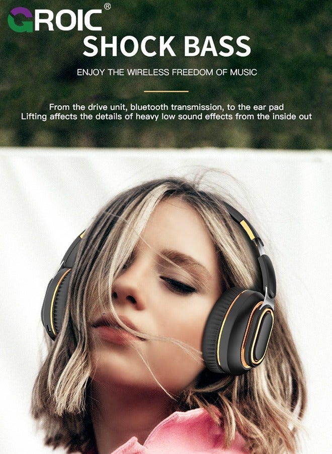 GROIC Portable Wireless Headphones, Foldable Lightweight Over-Ear Headphones, Ergonomically Designed Bluetooth Headphones, Soft and Comfortable for Office, School, Travel, Sports  - Image 3