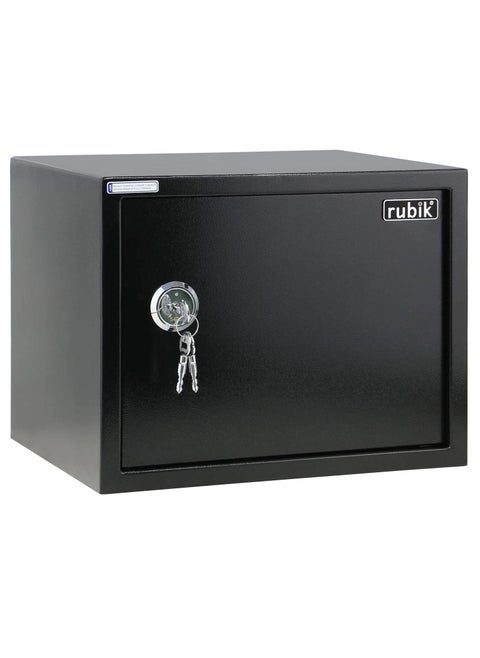 Safe Box Large with Key Lock, A4 Document Size Locker for Home Office Cash Passport Jewelry Security RB30KCN (30x38x30cm) Black