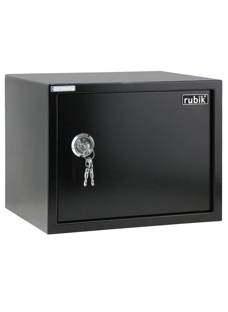 Rubik Safe Box Large with Key Lock, A4 Document Size Locker for Home Office Cash Passport Jewelry Security RB30KCN (30x38x30cm) Black  - Image 1