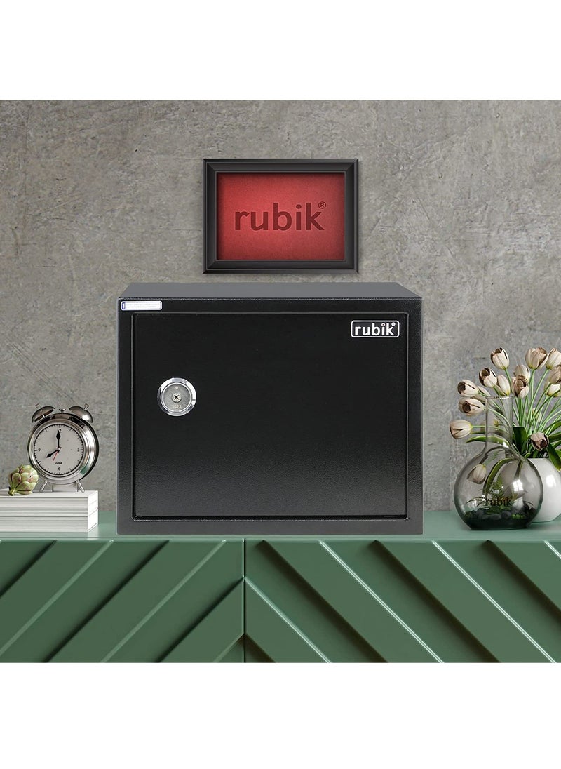 Rubik Safe Box Large with Key Lock, A4 Document Size Locker for Home Office Cash Passport Jewelry Security RB30KCN (30x38x30cm) Black  - Image 2