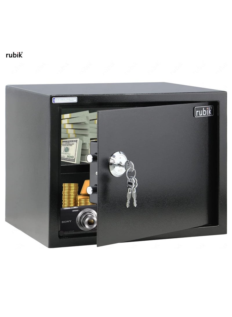 Rubik Safe Box Large with Key Lock, A4 Document Size Locker for Home Office Cash Passport Jewelry Security RB30KCN (30x38x30cm) Black  - Image 3