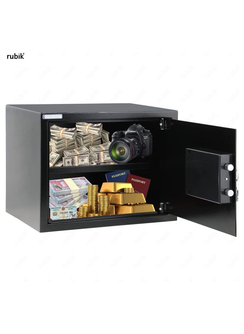 Rubik Safe Box Large with Key Lock, A4 Document Size Locker for Home Office Cash Passport Jewelry Security RB30KCN (30x38x30cm) Black  - Image 4