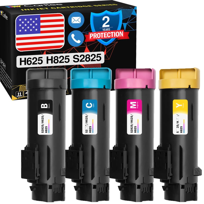 Cartlee Compatible Toner Cartridges Replacement for Dell H825 Toner H625cdw S2825 MFP H625CDW S2825CDN H625 CDW H825cdw Smart Color Printer Ink 1 Black 1 Cyan 1 Magenta 1 Yellow