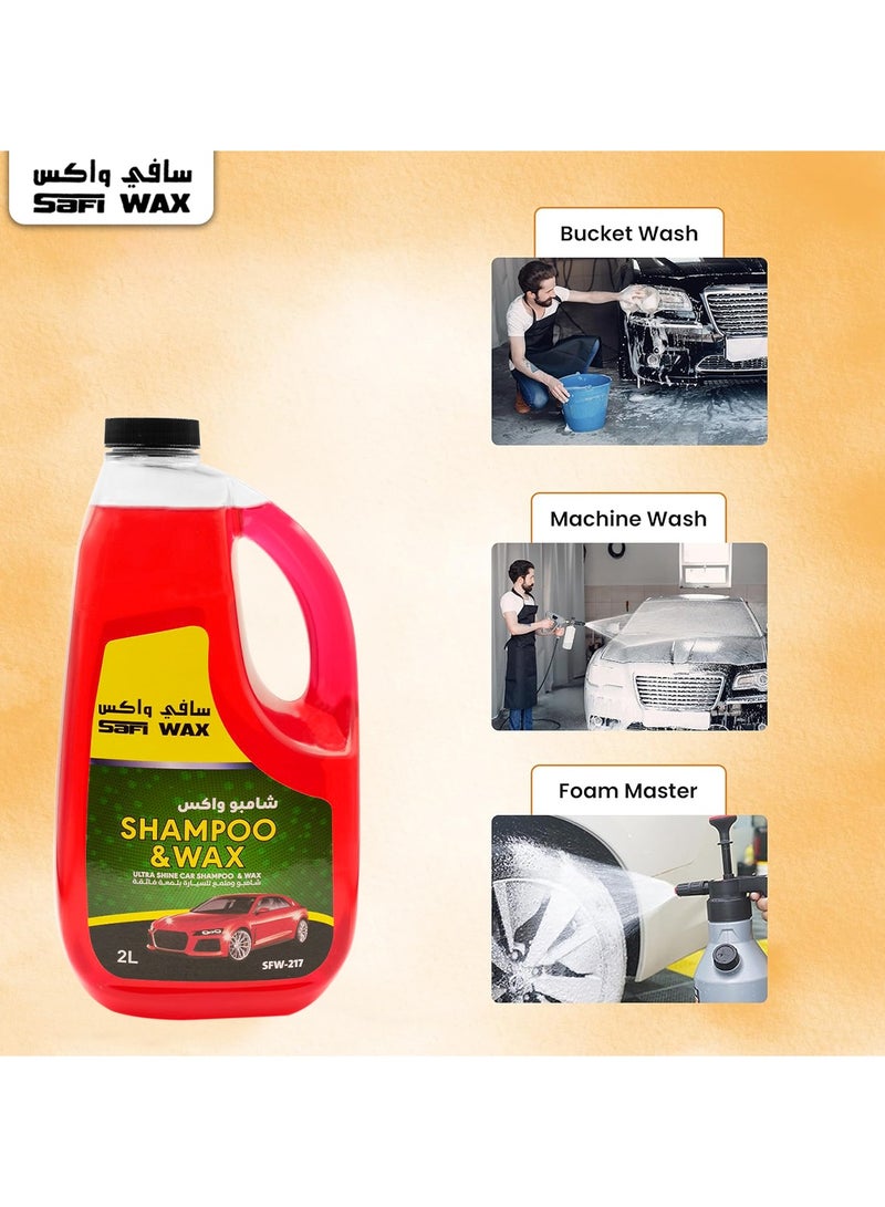 SAFI WAX Car Shampoo And Wax 2 Liter, Ultra Shine Car Shampoo And Wax, High Quality Shampoo-SFW217 - Image 2