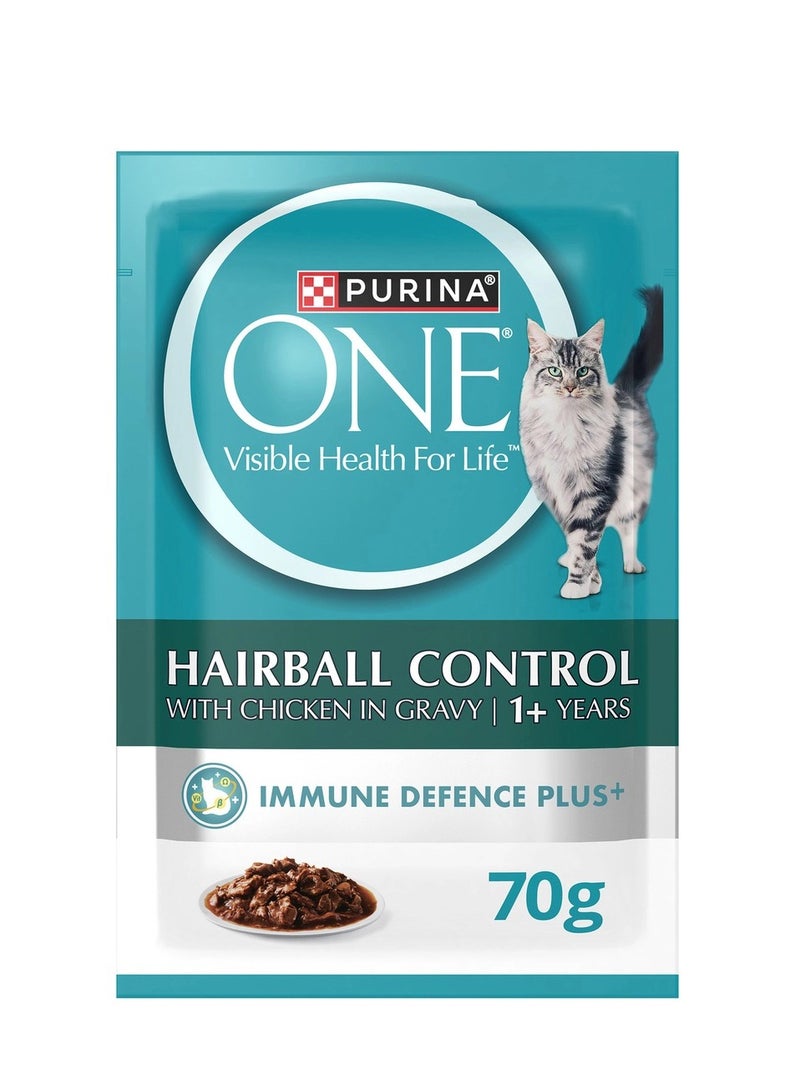 Nestle nestle purina one hairball control wet food with chicken in gravy for adult cats (1+ years) pack of 6 