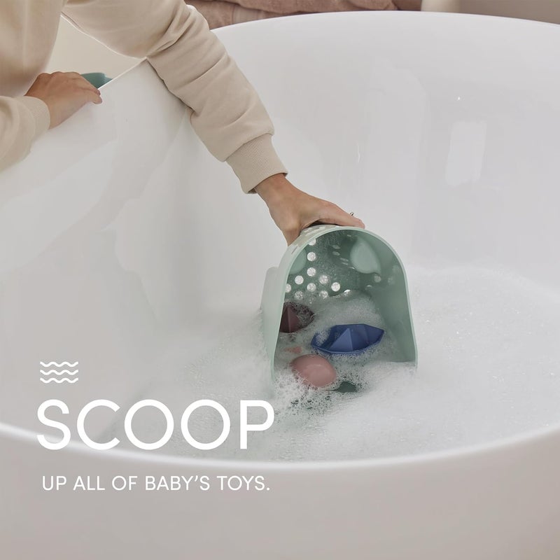 Shnuggle Ellie Bath Toy Storage Scoop | Baby & Toddler Bath Toy Drying Caddy with Drip Tray - Taupe - Image 2