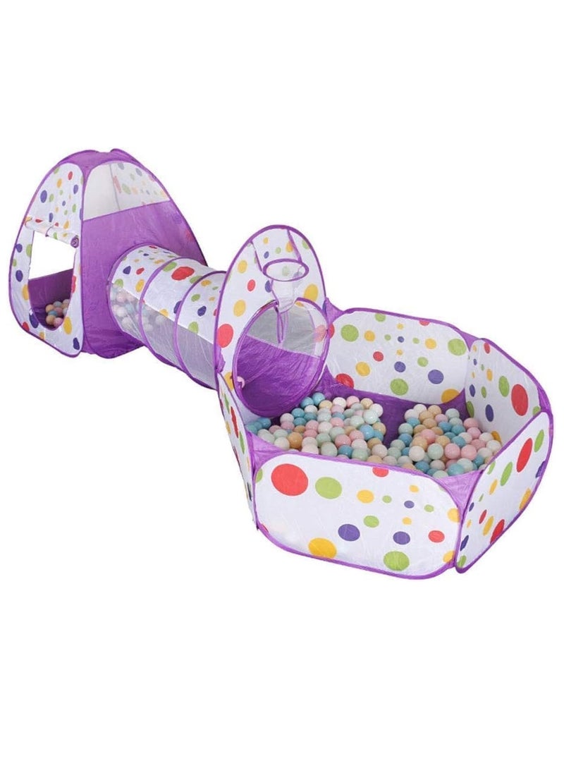 3 in 1 Foldable Kids Tent, Basic Tunnel and Bathtub Early Stimulation Easy Assembly for Kids Pets Indoor Outdoor Play House (Purple)  - Image 1