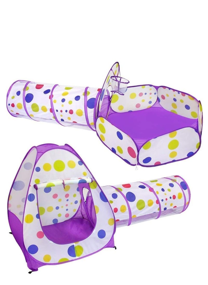 3 in 1 Foldable Kids Tent, Basic Tunnel and Bathtub Early Stimulation Easy Assembly for Kids Pets Indoor Outdoor Play House (Purple)  - Image 2