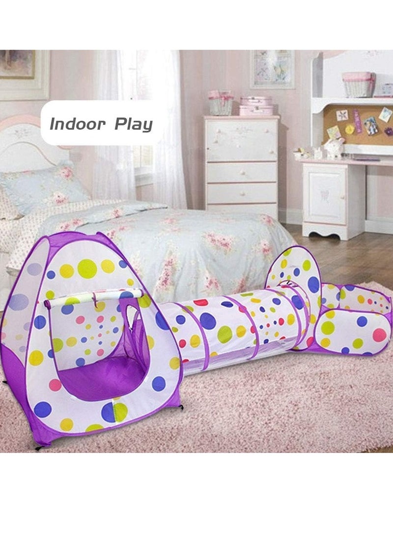 3 in 1 Foldable Kids Tent, Basic Tunnel and Bathtub Early Stimulation Easy Assembly for Kids Pets Indoor Outdoor Play House (Purple)  - Image 4