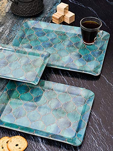 Goodhomes Melamine Serving Tray Set (Set Of 3 Trays) Mt134(Rectangular, Multicolour) - Image 4