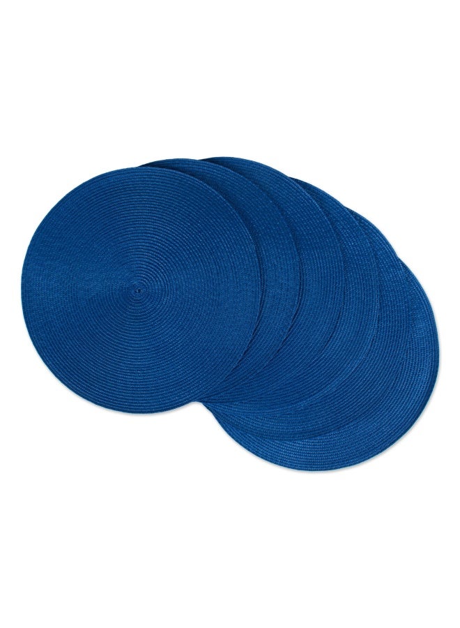 DII Classic Woven Tabletop Collection Indoor Outdoor Placemat Set Round 15 Diameter Nautical Blue 6 Piece  - Image 1
