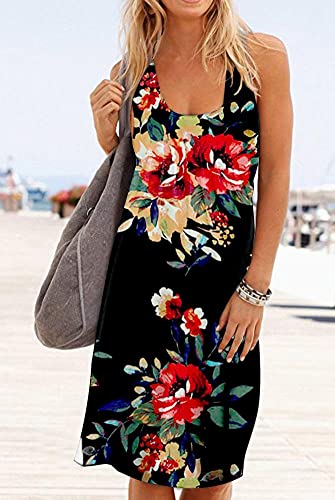 Camisunny Summer Cotton Loose Dresses for Women Casual Round Neck Sleeveless Pleated Size M - Image 3