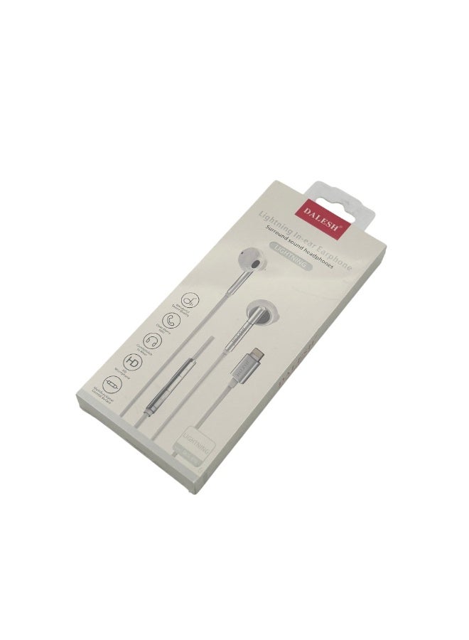 DALESH   dls-e10 lightning in-ear earphone silver metallic edition – surround sound wired headphones with hd microphone and multifunctional control – compatible with iphone 14 13 12 11 x xr xs ipad – 10mm dynamic driver, medical silicone tips, noise isolation, hi-fi shocklevel audio - Image 5
