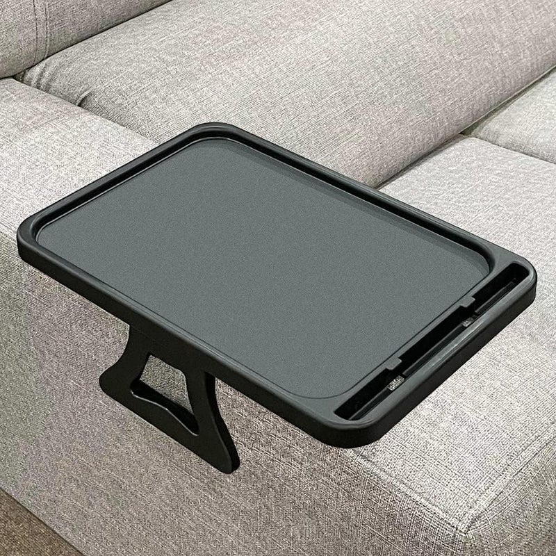 Xchouxer Sofa Armrest Clip Table, TV Snack Tray, Handy Remote Controls/Drinks/Phone Holder (Black) - Image 1