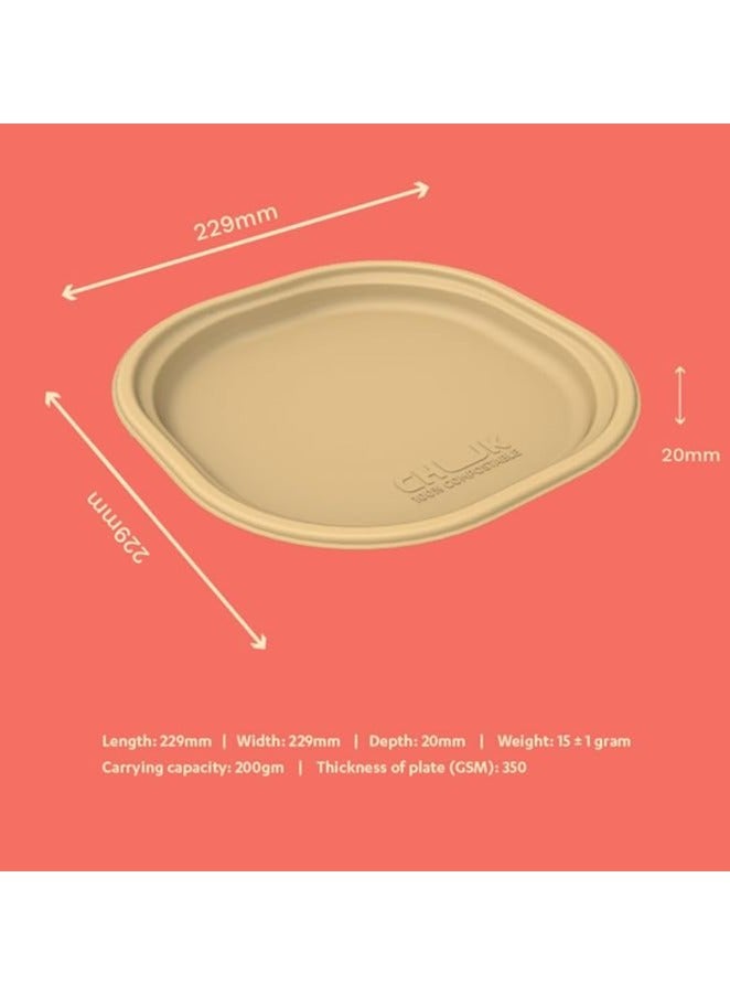 Chuk 7 And 9 Inch Sugarcane Bagasse Plates (PACK OF 25 PC)/ compostable &b eco fiendly plates - Image 3