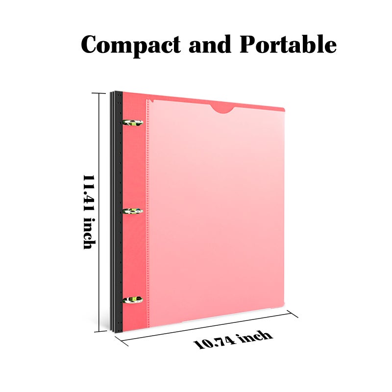 INFUN 1 Inch Telescoping 3 Ring Binder - 1PCS,Flexible Round Binder with Customizable Front Cover and Clear Catalog Pocket, 1 Inch Rings, 225 Sheet Capacity-Red - Image 5
