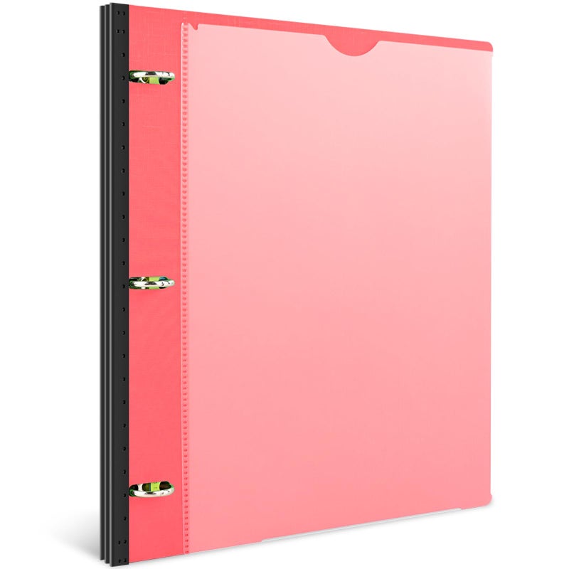 INFUN 1 Inch Telescoping 3 Ring Binder - 1PCS,Flexible Round Binder with Customizable Front Cover and Clear Catalog Pocket, 1 Inch Rings, 225 Sheet Capacity-Red - Image 1