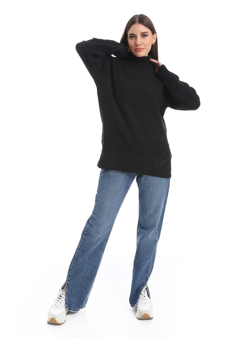 سيزار بلوفر صوف حريمي سادة برقبة عاليه  وتصميمات متعده - Image 2