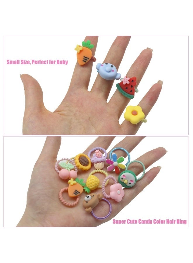 60 قطعة من ربطات شعر الأطفال، ربطات شعر مطاطية صغيرة، بتصاميم كرتونية للفواكه والزهور، إكسسوارات شعر للفتيات الصغيرات، ناعمة وخالية من المعادن، لا تتلف الشعر، مناسبة للارتداء اليومي (الألوان والأنماط عشوائية). - Image 3