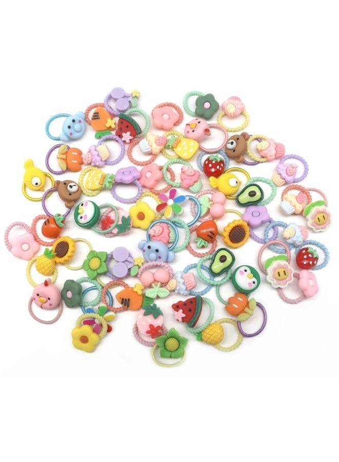 60 قطعة من ربطات شعر الأطفال، ربطات شعر مطاطية صغيرة، بتصاميم كرتونية للفواكه والزهور، إكسسوارات شعر للفتيات الصغيرات، ناعمة وخالية من المعادن، لا تتلف الشعر، مناسبة للارتداء اليومي (الألوان والأنماط عشوائية). - Image 4
