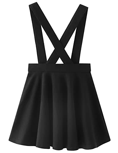 Noomelfish Girls Suspender Skater Skirt Stretchy Cotton Flared Overall Dress, Black, Size 5-6 Years - Image 4