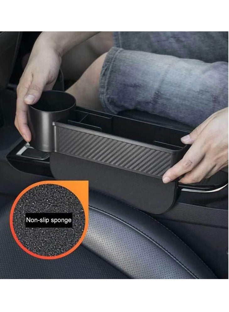 Car Seat Gap Filler 2 Pack, Carbon Fibire Car Seat Organizer and Sunglass Holder for Car, Multifunction Car Accessories with Cup Holder - Image 4