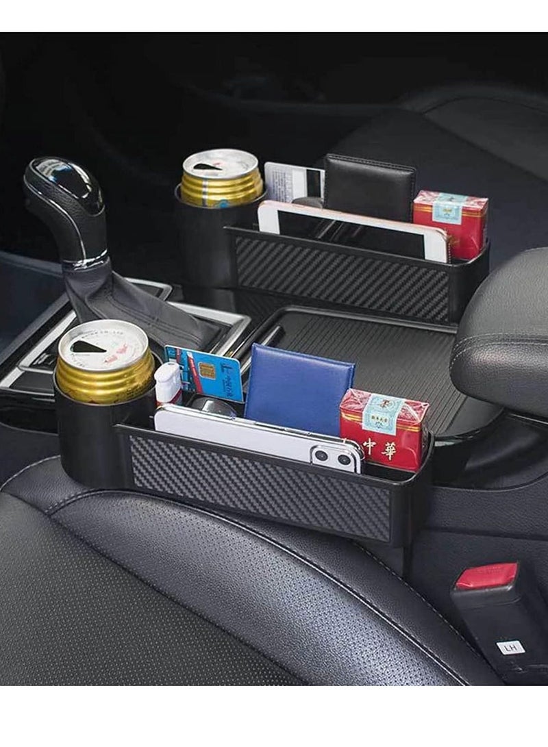 Car Seat Gap Filler 2 Pack, Carbon Fibire Car Seat Organizer and Sunglass Holder for Car, Multifunction Car Accessories with Cup Holder - Image 5