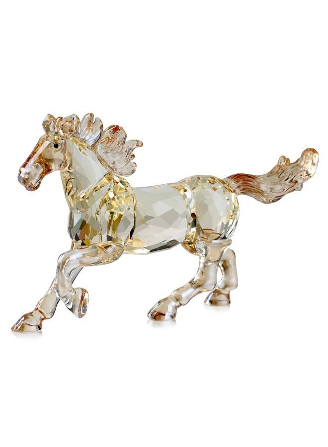 DOJOZ Crystal Horse Realistic Animal Art Figurine Collection Table top Ornament Statue Home Decor (Gold) - Image 1