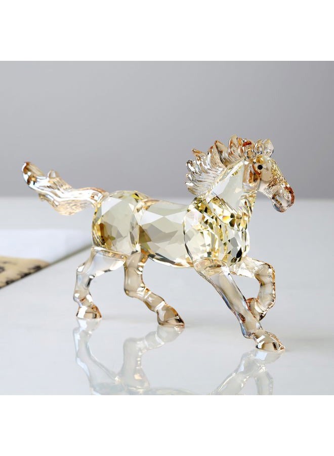 DOJOZ Crystal Horse Realistic Animal Art Figurine Collection Table top Ornament Statue Home Decor (Gold) - Image 2