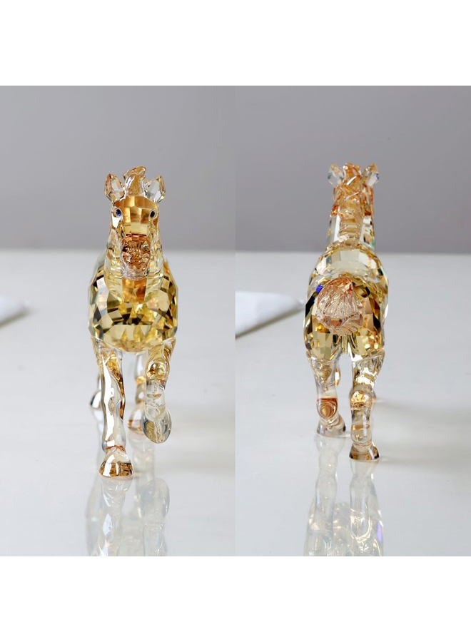 DOJOZ Crystal Horse Realistic Animal Art Figurine Collection Table top Ornament Statue Home Decor (Gold) - Image 5
