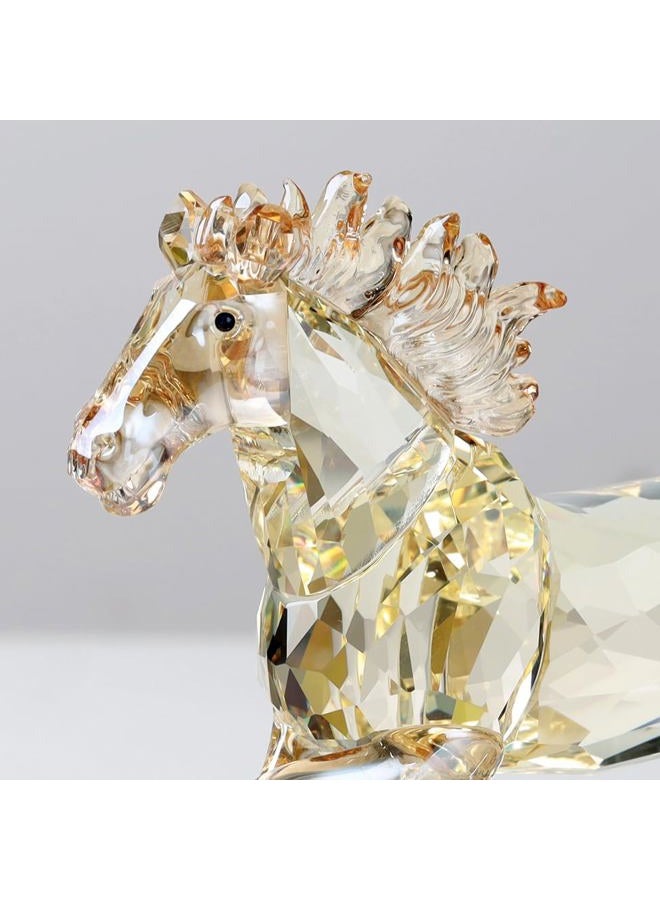 DOJOZ Crystal Horse Realistic Animal Art Figurine Collection Table top Ornament Statue Home Decor (Gold) - Image 4