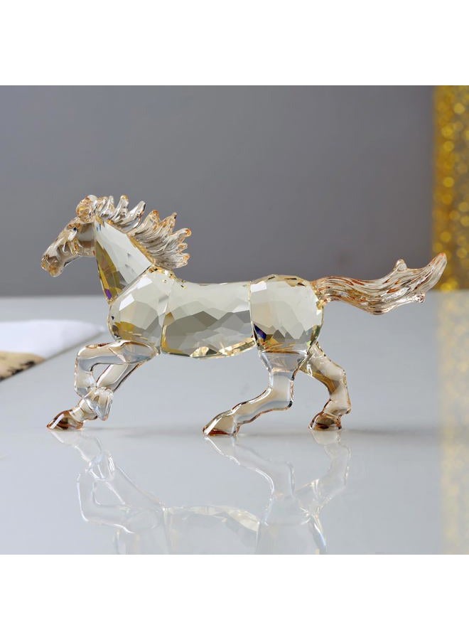 DOJOZ Crystal Horse Realistic Animal Art Figurine Collection Table top Ornament Statue Home Decor (Gold) - Image 3