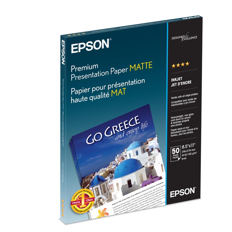 Epson Heavyweight 8.5x11 Matte Paper, 50 Sheets (S041257), - Image 2