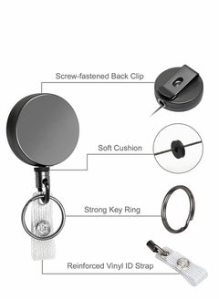 KASTWAVE 2 Pcs Heavy Duty Retractable Badge Holder Reel, Metal ID Badge Holder with Belt Clip Key Ring for Name Card Keychain  - Image 4