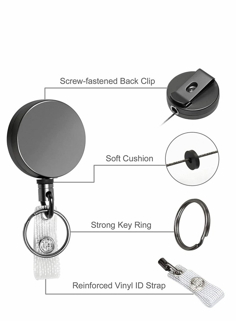 KASTWAVE 2 Pcs Heavy Duty Retractable Badge Holder Reel, Metal ID Badge Holder with Belt Clip Key Ring for Name Card Keychain  - Image 4