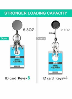 KASTWAVE 2 Pcs Heavy Duty Retractable Badge Holder Reel, Metal ID Badge Holder with Belt Clip Key Ring for Name Card Keychain  - Image 3
