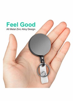 KASTWAVE 2 Pcs Heavy Duty Retractable Badge Holder Reel, Metal ID Badge Holder with Belt Clip Key Ring for Name Card Keychain  - Image 5