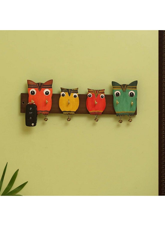ExclusiveLane ExclusiveLane 'Owl Family' Home Decorative Wooden Key Holder for Home Decor Stylish (6 Hooks, Mango Wood) |Key Hanger for Wall Decor Key Chain Holder for Wall Key Stand for Wall Key Holder for Wall  - Image 1